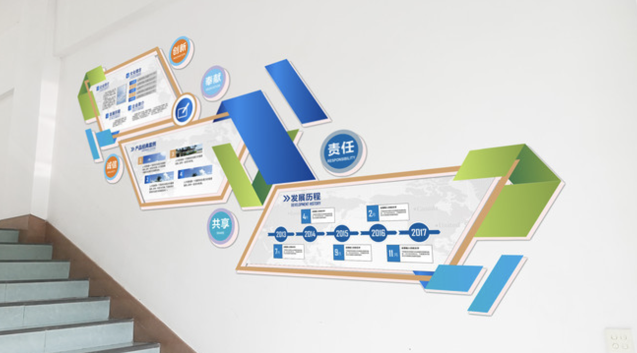 簡約大氣企業文化樓梯墻